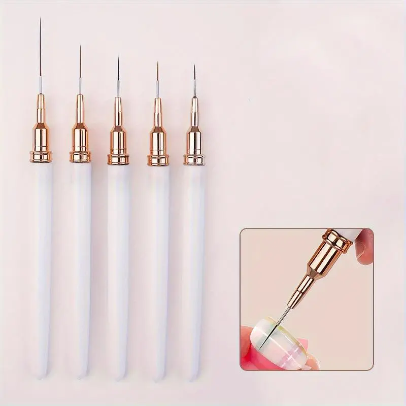 1set Nail Art Liner Brush Set - Ultra-Fine Detailing Pens for Precision Manicure, Odorless, Ideal for DIY & Salon Use