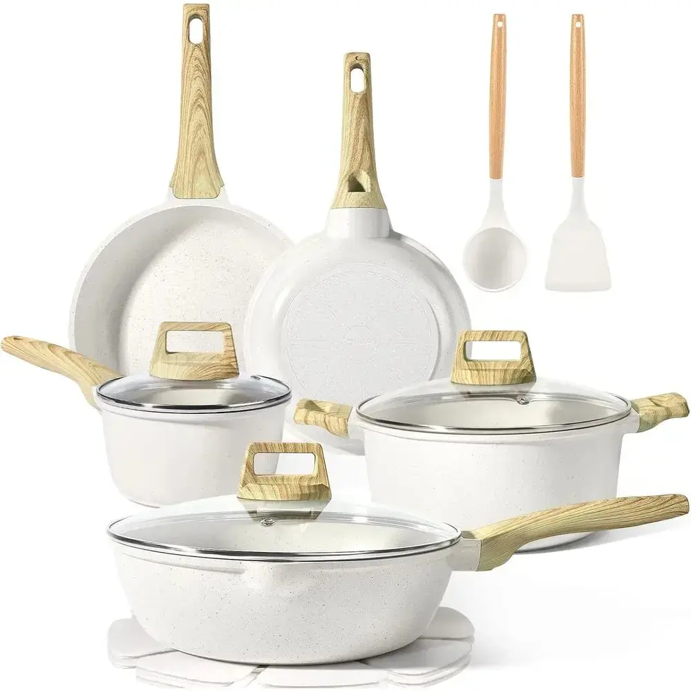 White Granite Non Stick Cookware Set