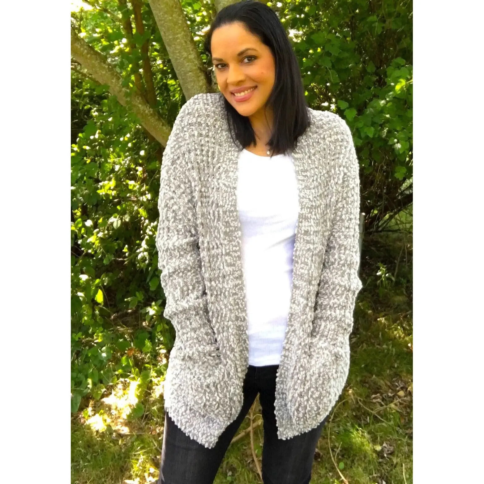 Wrap in Popcorn Cardigan- Grey