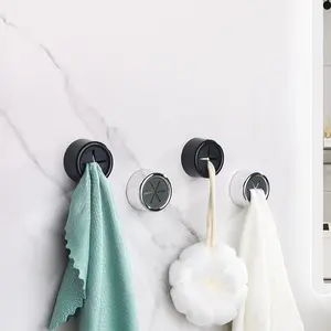 2pcs Strong Suction Cup Hooks, No Nail Trace Bathroom Kitchen Towel Bathrobe Hanger, Creative Wall Hanging Storage Organizer