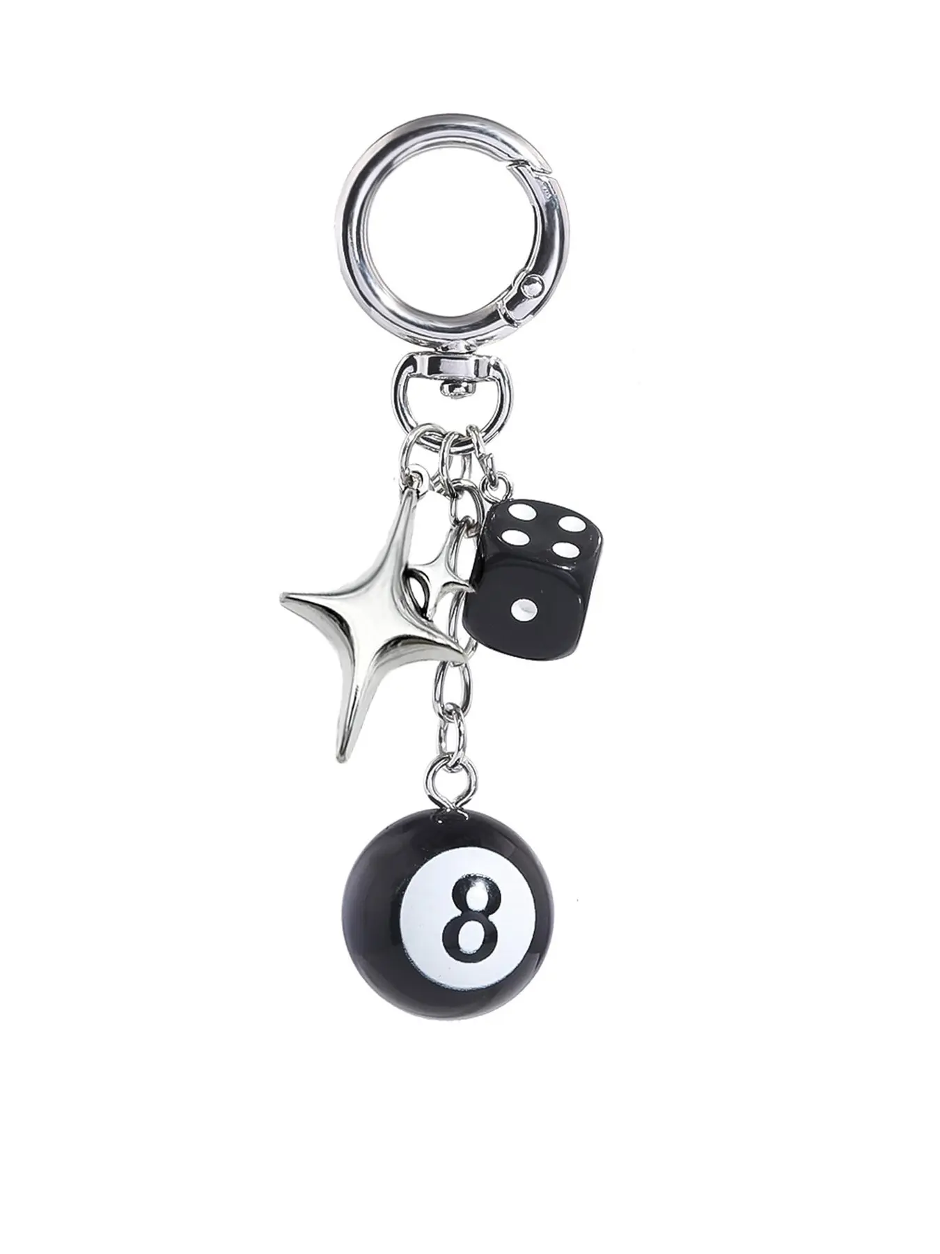 8 Ball Dice Charm Keychain - Cute Bag Purse Handbag Accessories Keychain For Bags - Y2K Aesthetic Key Chain Cute Keychains for Women Men - Key Rings - Bag Key Accessory
