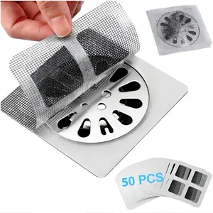 4inX 4in Disposable Shower Drain Cover Hair Catcher Shower Drain Mesh Stickers, Bathroom Essentials Accessories, Bathroom, Laundry, Bathtub, Kitchen, Sink, for Human and pet Hair