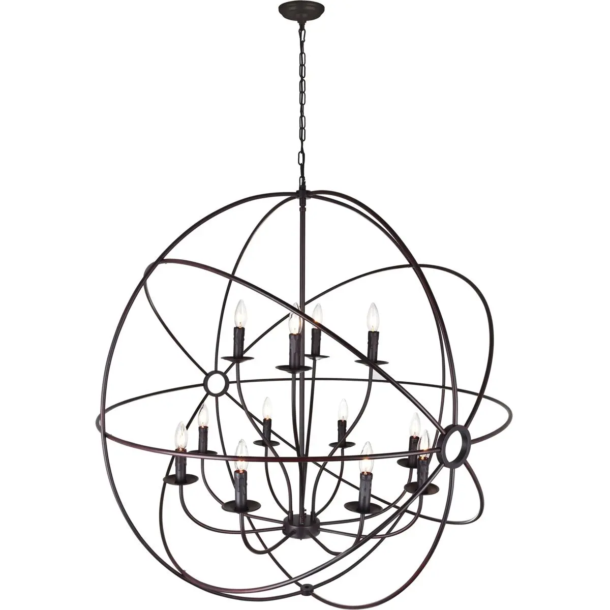 CWI Lighting Arza 12 Light 40 inch Brown Up Chandelier Ceiling Light 5464P40DB-12