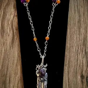 Amethyst feather chain necklace