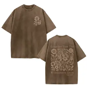 MoodTees Vintage Waterwashed Floral T-Shirt – Retro Distressed Flower Print Tee, 100% Soft Breathable Cotton, Casual Short Sleeve Crewneck, Comfortable Relaxed Fit, Trendy Streetwear, Everyday Wear & Gift Idea