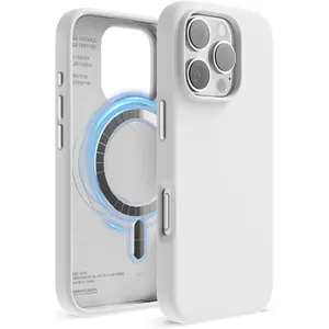 elago Magnetic Silicone Case Compatible with iPhone 16 Pro Case 6.3 Inch Compatible with All MagSafe Accessories - Built-in Magnets, Soft Grip Silicone, Shockproof [White]