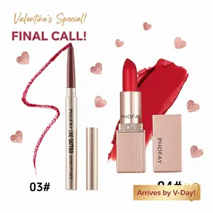 【V-Day Deal】PHOFAY 2Pcs Matte Lip Kit  Kiss-Proof Lipstick & Lip Liner Set - Long Lasting Non-Stick Cup Lip Duo - Arrives by Valentine's Day!