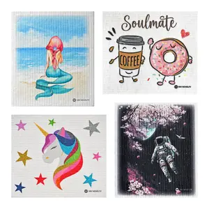 YAY NOVELTY 12-Pack Eco-Friendly Swedish Dishcloth, Ultra-Absorbent Reusable Cleaning Wipes, Hygienic and Biodegradable Sponge Cloth - Mystify