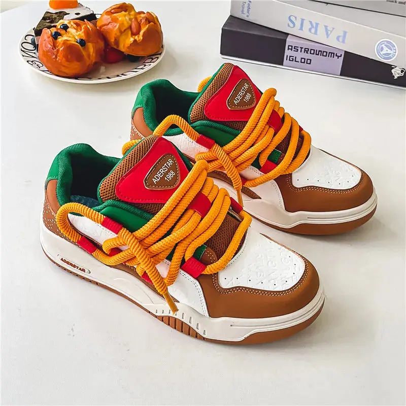 2024 Hamburger Designer Men's Skateboard Shoes Street Original Sneaker Men Trend Shoes Comfortable Platform Hip Hop Sneakers Men