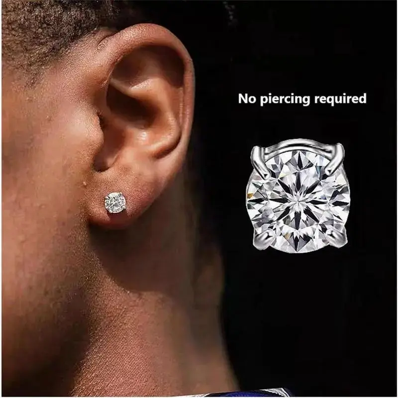 Magnetic Stud Earrings for Men, Stainless Steel Magnetic Studs,Clip Earrings Non-perforated Earrings,Unisex Magnetic Earrings Women Men's Earrings Cubic Zirconia Good Plated Easy To Match High Quality