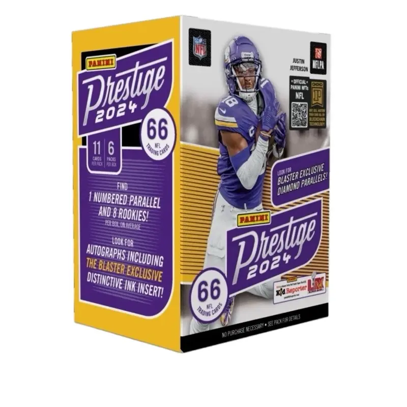 Panini Prestige 2024 NFL Football Blaster Box Trading Cards Factory Sealed with 66 Cards 1 Numbered Parallel & 8 Rookies, Sports Cards Packs, Trade Card Box