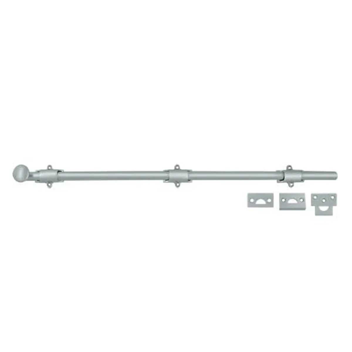 212 MAIN 24 in. Heavy Duty Weatherproof Solid Brass Surface Bolt with Strikes - Satin Chrome, Extra Security Feature for Sailing & Water Sports