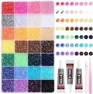 32000Pcs Rhinestones Bedazzling Kit with Tools, 3mm Color Resin Rhinestones for Bedazzling, Flatback Resin Gems for Crafts, Bedazzler Kit for Clothing Shoes DIY Face Makeup Tumblers