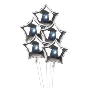 5 18in silver star balloons