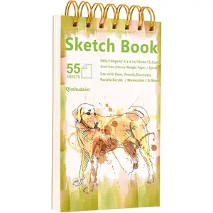 Travel Sketchbook 4x6 Small Sketchbook with Tear Line, 55 Sheets 98lb/160g for Watercolor & Quick Sketching, Sketch Book for Kids, Adults & Artists