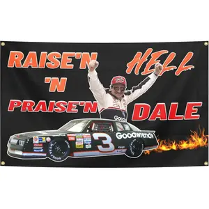 Dale Earnhardt Racing Flag Aesthetic Decorative Durable Man Cave Wall Hanging Tapestry Grommets 60in x 40in  Flag Suitable For Indoor And Outdoor Decorate for College Dorm Room ,Parties, travel,