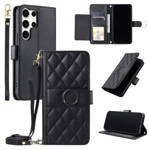 For Samsung Galaxy S10+ s20FE S21 Ultra S22 Plus Wallet Case, PU Leather Flip Folio Case with Card Holders Kickstand [Shockproof TPU Inner Shell] Phone Cover With Long Lanyard for Girl Women Lady