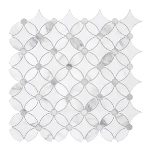 INNO STICKERS 10-Sheet Coin Waterjet Peel and Stick Backsplash Self Adhesive Tiles White Marble Wall Panels Stick on Backsplash for Kitchen Bathroom Fireplace, Covers 8.84 sq. ft.