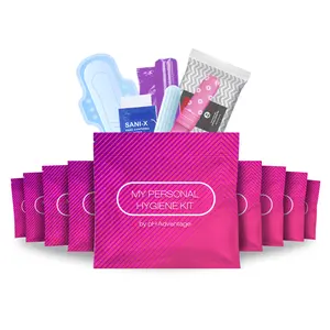 Kit U Safe Pink Style Menstrual Kit All-in-One 10 Pack | Individually Wrapped Feminine Hygiene Product Plastic Comfort