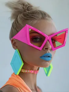 Retro Cat Eye Frame Glasses, Trendy Pink Glasses for Everyday Use, Fashion Accessories for Outdoor Activities, Party Event Props