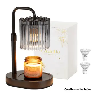 Crystal Vertical Stripe Candle Warmer Lamp with Timer, Height Adjustable Wax Melt Dimmable with 2 Bulbs Modern Bedroom Decor for Women, Home Decoration Home Accessories, Valentine's Day Gift