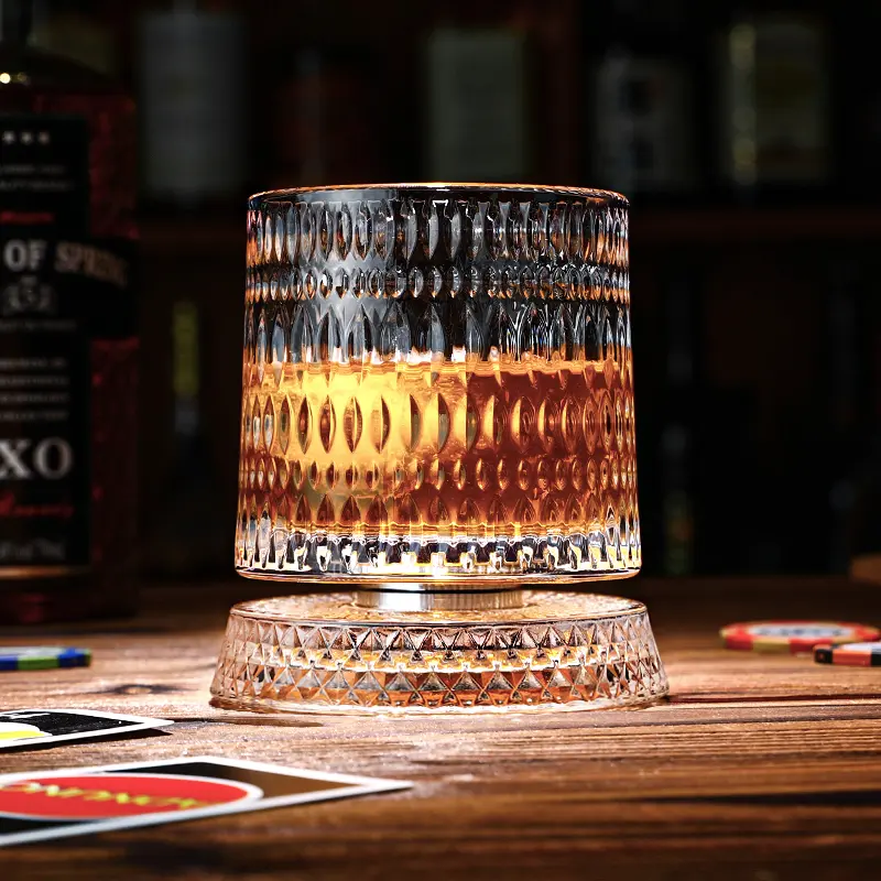 Old Fashioned Glass 360° Spinning Crystal Glass Bar Utensils for Home Kitchen Whiskey & Wine Glass, Elegant European Barware