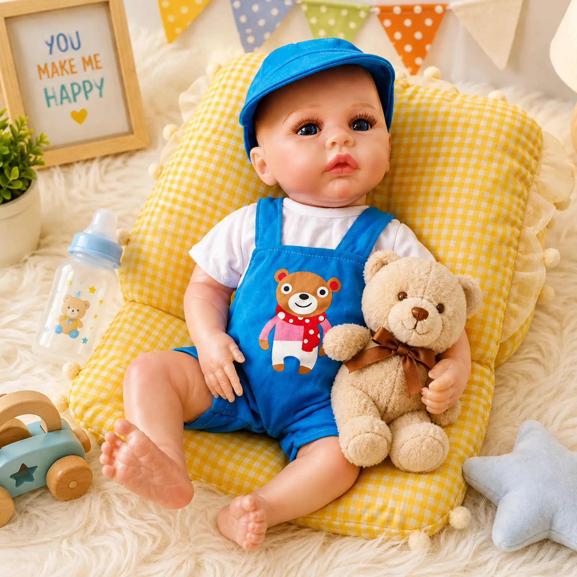 KIDZBUILD NO.2 17in Full Vinyl Reborn Baby Doll Real Life Newborn Doll With Bottle Accessories Gift Box For Kids 3+