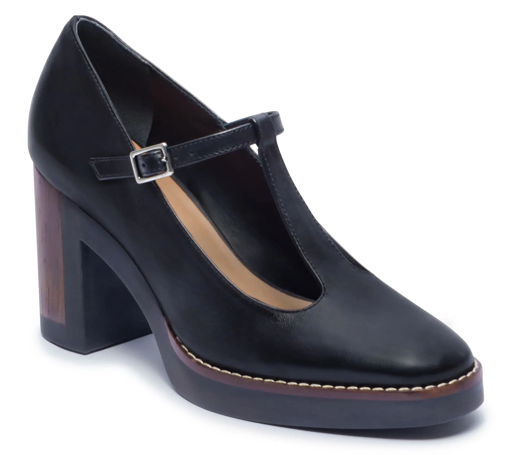 Bernardo Platform Leather Mary Jane Heel - Noto