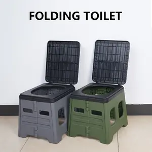 Portable Foldable Emergency Toilet with Cover - Ideal for Outdoor Camping, Hiking and Car Travel | Durable PP Material, Portable Toilet Suitable for Camping