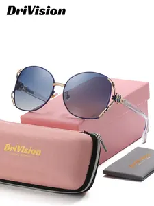 1 Pair DriVision Unisex Full Frame Round Frame Sunglasses Oversize design oversized UV400