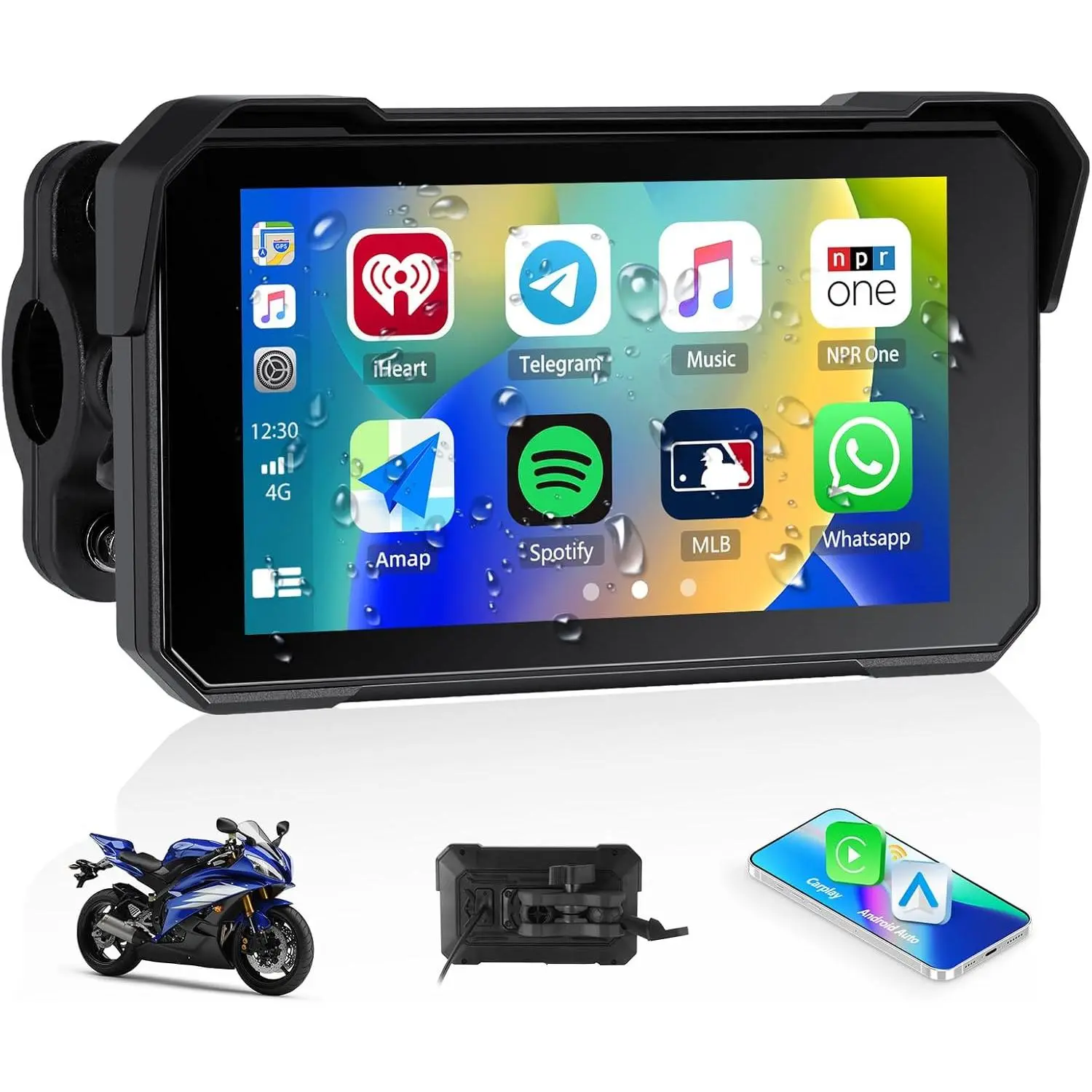 5 inches Waterproof Portable Wireless CarPlay-Android Auto Stereo, Car & Motorcycle Vehicle Accessories with Bluetooth Navigation, TF Port - Ideal Father's Day Gifts