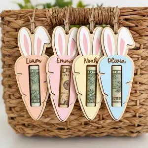 Personalized Carrot Money Holder, Custom Easter Basket Name Tag, Bunny Ear Tag, Kids Easter Gifts, Easter Basket Ideas 2026, Easter Basket Stuffers for Kids, Trending Easter Gifts 2026
