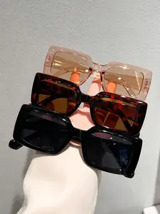 Unisex Simple Style Tinted Lens Tortoiseshell Sunglasses, Trendy Casual Full Rim Sunglasses for Everyday Use, Fashion Accessories for Outdoor Activities