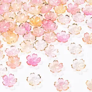 100 count  Gradient Cherry Blossom Beads, 5-Petal  Flower Beads, -Plated Mini Spacer Beads Charms Halloween Christmas for Bracelets  Making