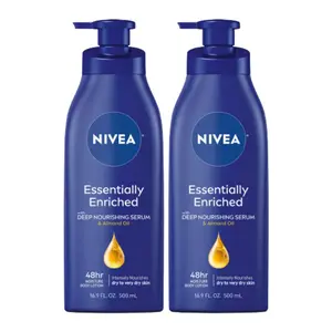 NIVEA Essentially Enriched  Lotion for Dry Skin, Pack of 2, 16.9 Fl Oz Pump Bottles Enriched Dry body butter