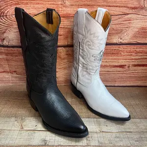 Men’s Pointed Toe Western Cowboy Boots | Genuine Cowhide Leather Footwear Est.099 Puntal Floter Sin Trebol