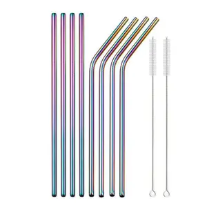 Reusable Rainbow Metal Straws