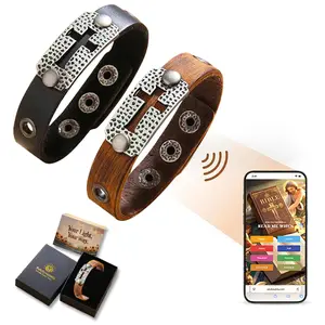 Youtysunny High-Quality NFC Retro Metal Cross Leather Faith Bracelet – Black Friday Limited Edition. Sends Bible verses & music by mood to calm emotions & inspire faith. 20+ versions, 10+ languages, waterproof, no app, no charge, unisex