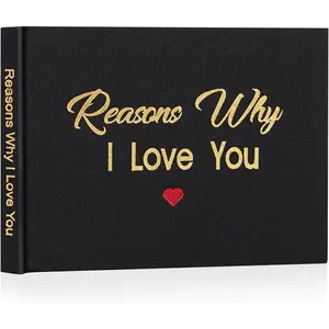 What I Love about You Fabric Book, Fill-in-the-Blank Love Journal Book for Couples Husband Wife Him Her Birthday Christmas Gifts Stocking Stuffer (Black)