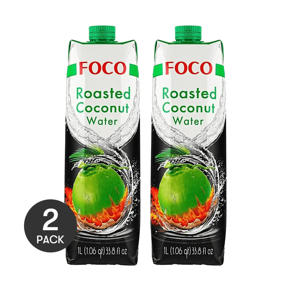 FOCO Coconut Water 2 Pack - 100% Pure Vietnamese Coconut Juice, 1L Each - Refreshing, Natural Sweetness, Rich Coconut Flavor