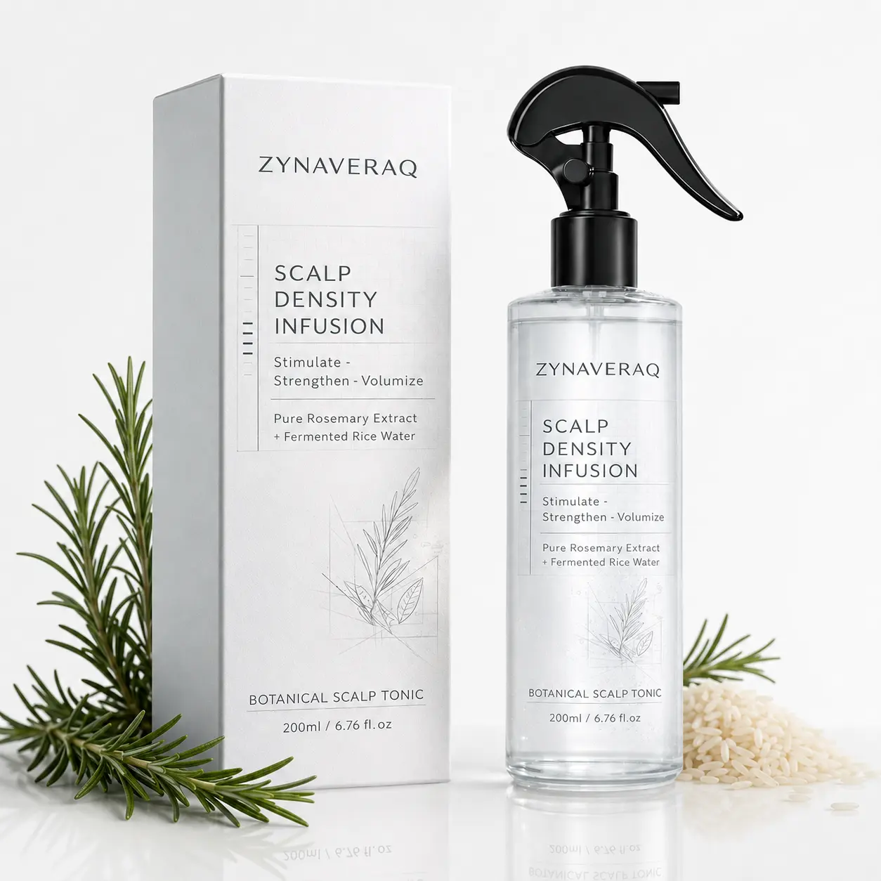 Scalp Density Infusion Rosemary and Fermented Rice Water Leave In Tonic for Thicker Looking Hair Lightweight Volumizing Spray Daily Root Care 200ml