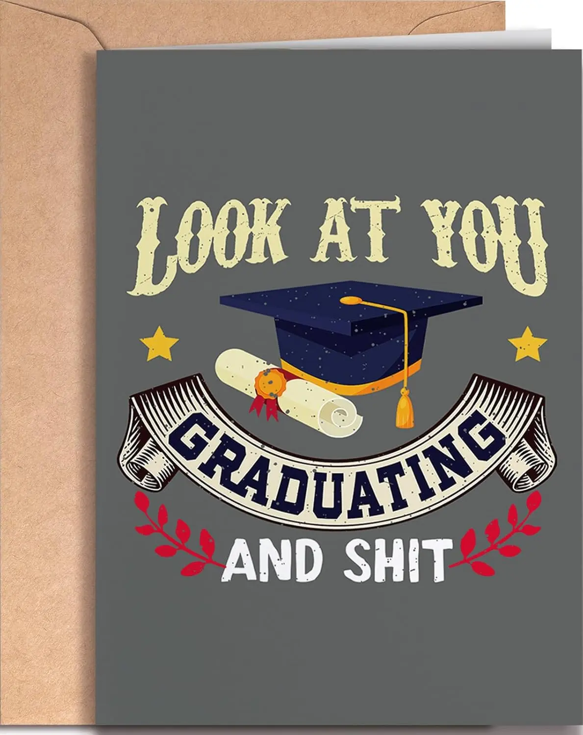 Funny Graduation Card 2026 - College Graduation Card - High School Graduation Card for Grandson, Granddaughter, Son, Daughter, Niece, Nephew - Joke Congratulations Card | Gift Card with Envelope