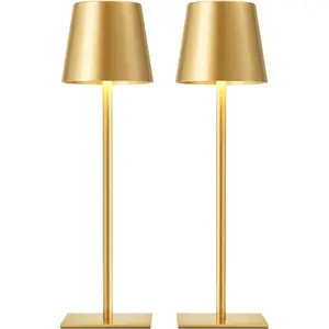 Cordless Rechargeable Table Lamp 2 Pack Portable Desk Lamp with 5000mAh Battery, Touch Control Stepless Dimming, Wireless Night Light for Dining, Outdoor Camping, Coffee Shop, Water Repellent