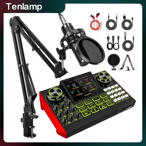 【US】Tenlamp G9 Series Live Streaming Sound Card with Voice Changer, Dual-Level Noise Reduction & Built-in 2000mAh Battery Mixer for Live Streaming, Singing & Video Production (Optional Microphone Kit)