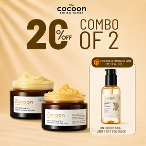 Cocoon Turmeric Brightening Set – Face Mask + Gel Cream Moisturizer for Clear, Radiant Skin (100% Vegan)