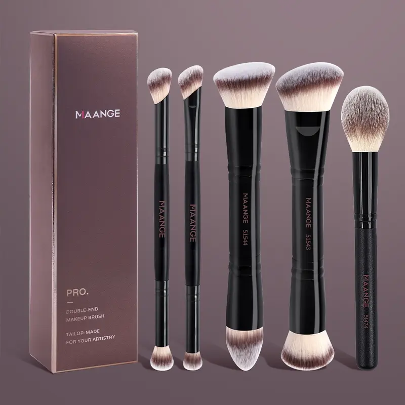 MAANGE 5pcs Professional Makeup Brush Set, Cosmetic Brushes, Foundation, Blush, Contour, Concealer, Eyeshadow Brushes, for Professional and Everyday Use, Perfect Gift for Beauty Enthusiasts