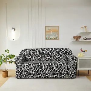 Paisley Elastic Sofa Cover with Skirt, Stretchable Sofa Cover, Sofa Slipcover, Vintage Floral Sofa Protector, Pet-Proof, All Seasons