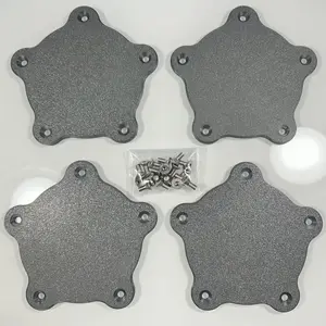 Torq Thrust Flat Center Cap Set 3D Printed 3/16" Tall With Mounting Screws Textured Dark Gray American Racing Wheels