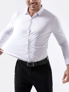 Men's High Elasticity Long Sleeve Shirt, Wrinkle-Resistant Business Casual Four-Way Stretch Dress Shirt, No Ironing, Comfortable and Stylish