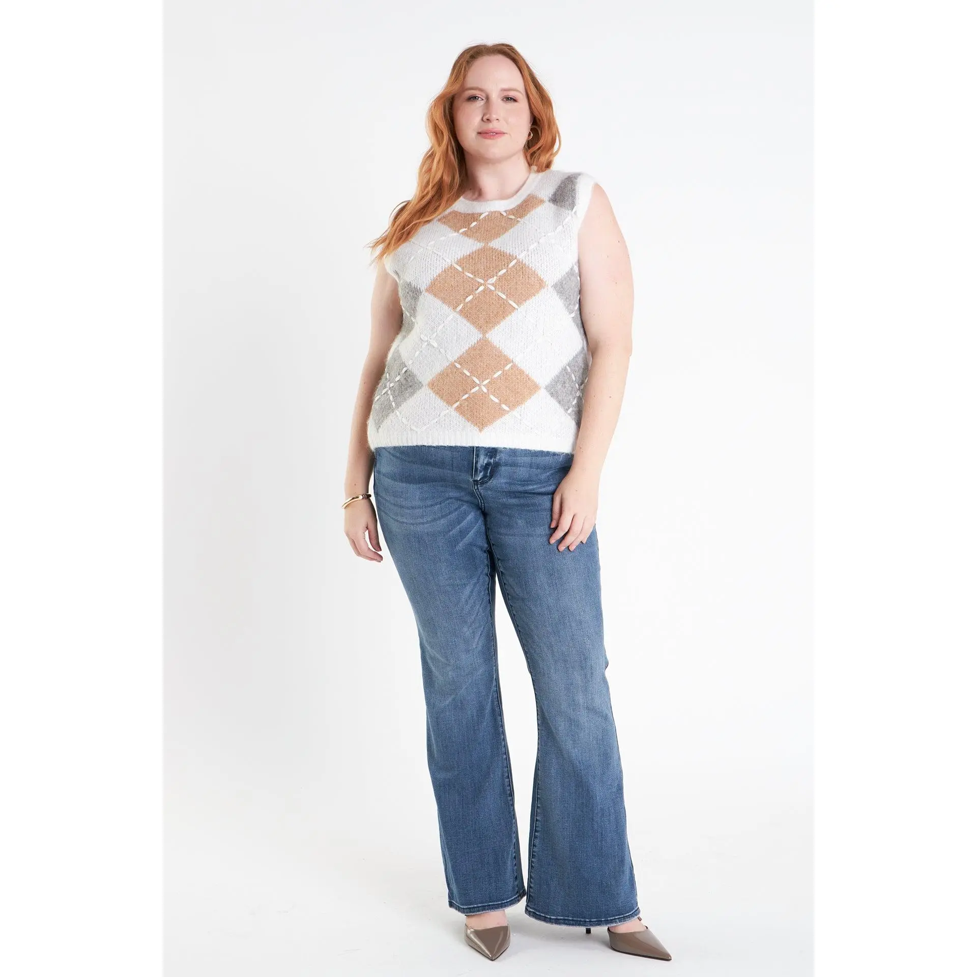Argyle Knit Vest - Plus Size